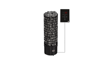 Elektrische saunakachel SAWO Toren Ram Rond Zwart 3P-1P: Saunakachel Aries Zwart 6.0 kW ex. besturing Ni2