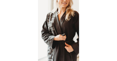 Badjas jacquard zwart