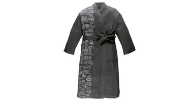 Badjas jacquard zwart