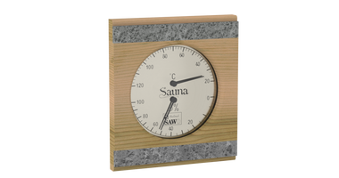 Sawo Vierkante Sauna Thermo-Hygrometer met Speksteen Accent