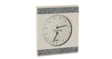 Sawo Vierkante Sauna Thermo-Hygrometer met Speksteen Accent