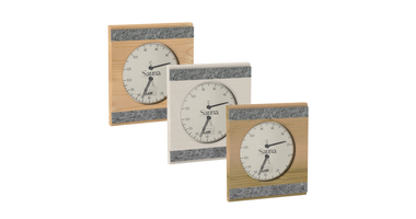 Sawo Vierkante Sauna Thermo-Hygrometer met Speksteen Accent