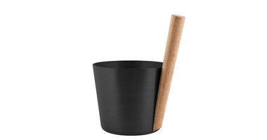 Rento Zwart Aluminium Sauna-emmer 5L met Gebogen Greep