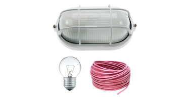Aansluitset met bulleye wit of zwart , lamp & 3,5m kabel