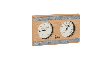 Sawo Rechthoekige Sauna Thermo-Hygrometer met Speksteen Accent